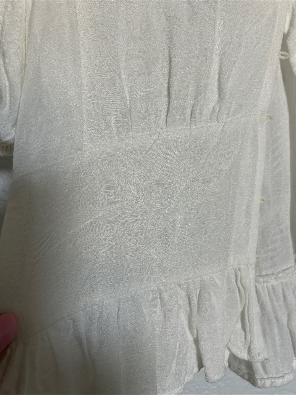 Love, fire White Ruffled Button-Front Top - Picture 2 of 4
